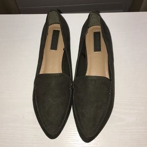 Olive faux suede shoes